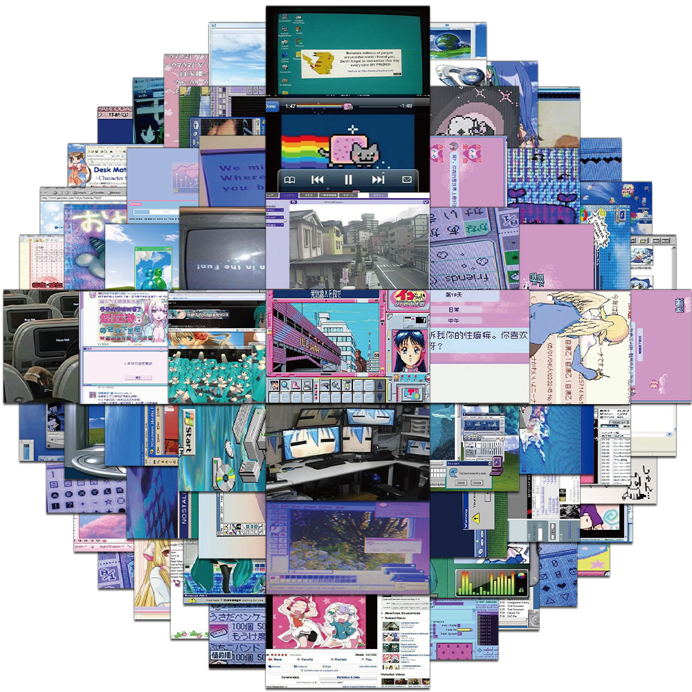 Desk Setup Poster - 64PCS Creative Webcore Ancient Poster Phone