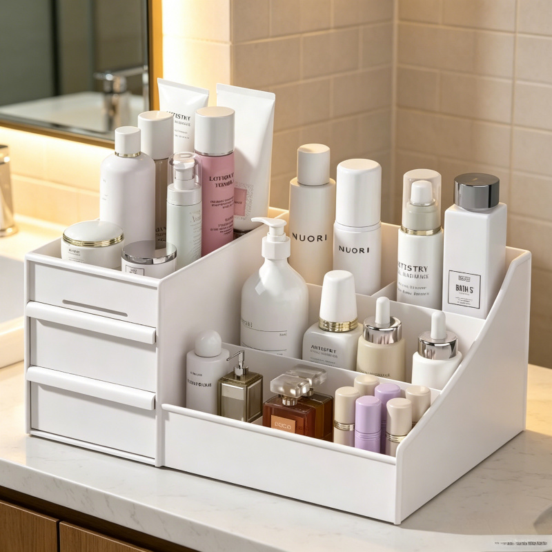 Desk Drawer Unit - 1pc White Drawer Makeup Storage Box