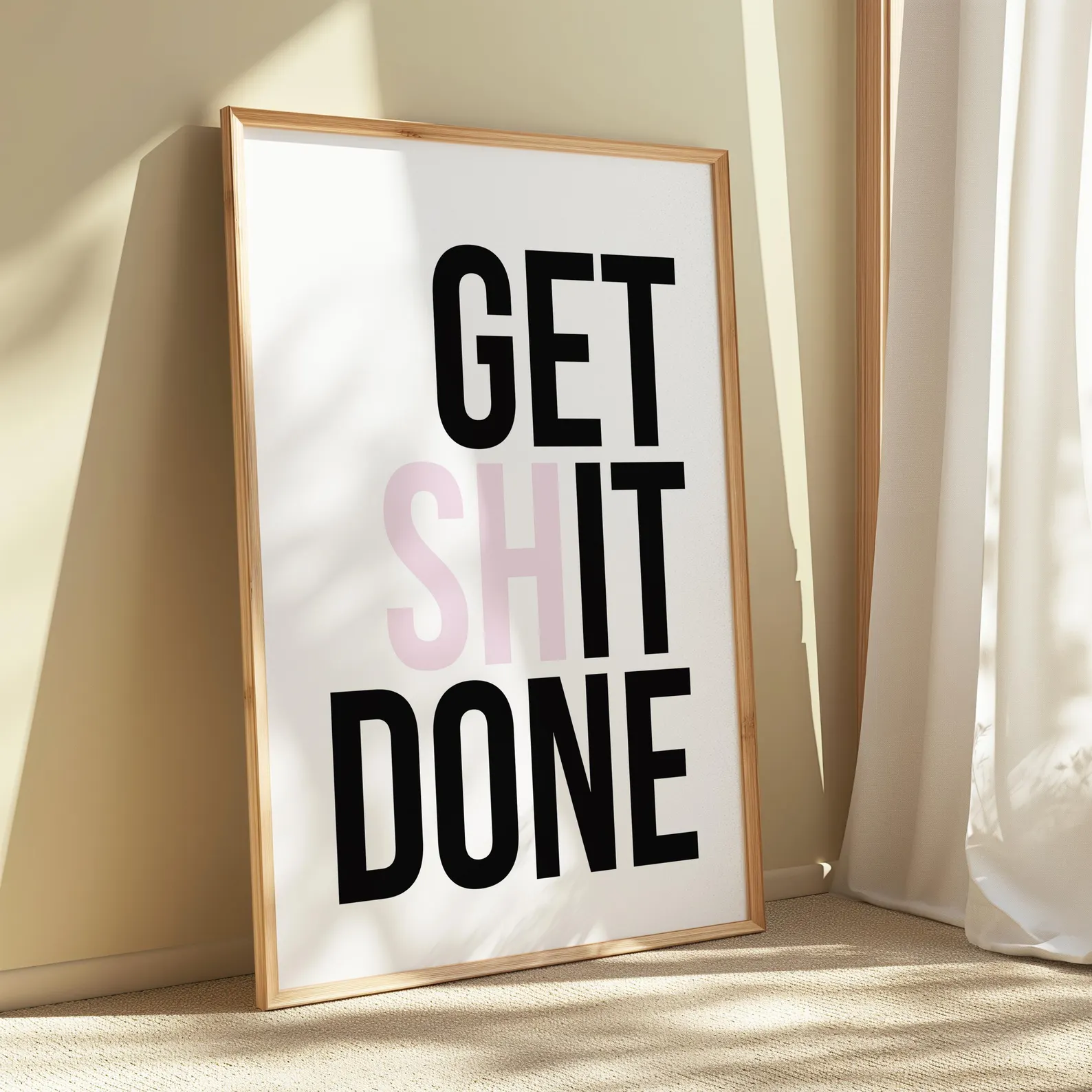 Desk Setup Poster - Get Shit Done, Office Art, Motivational