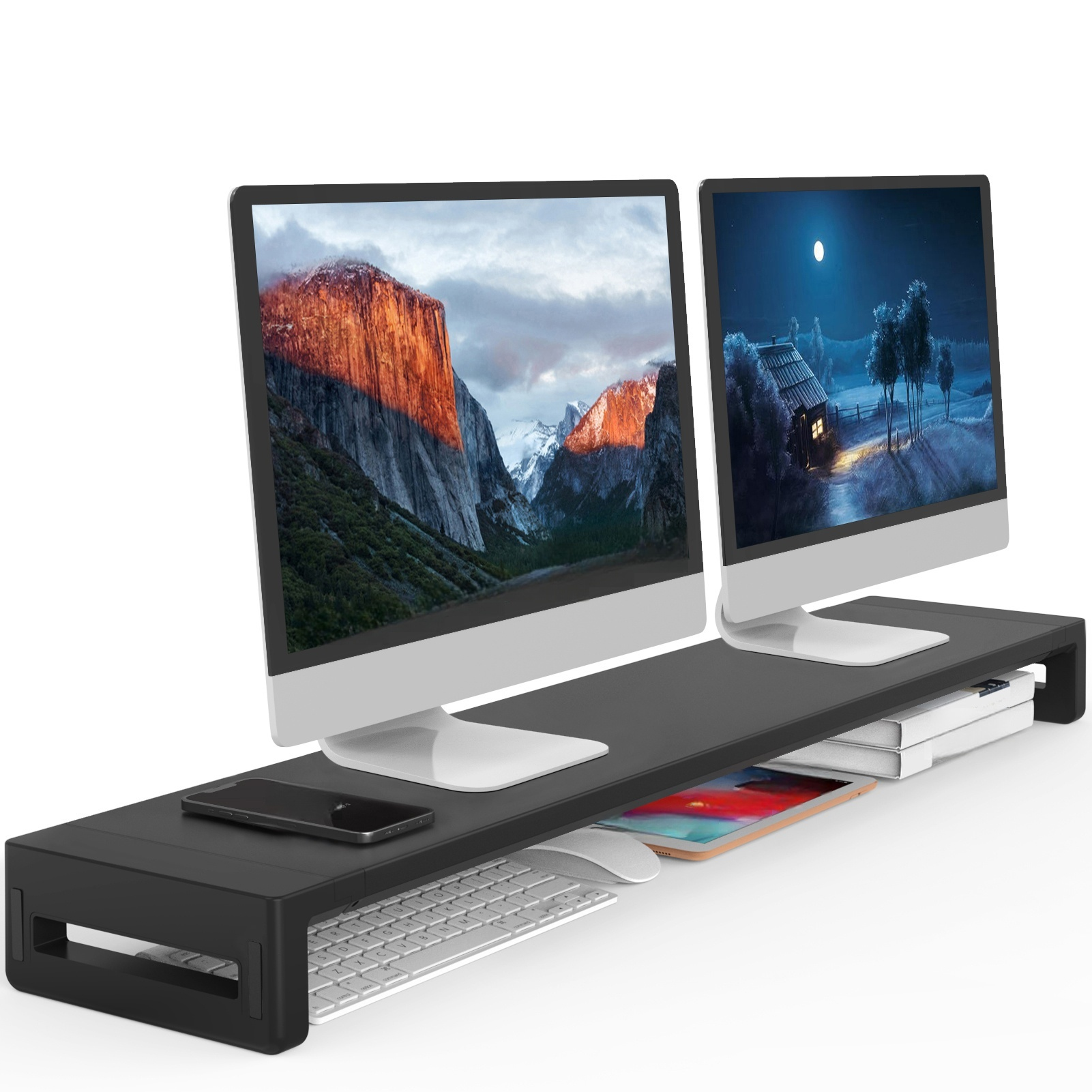 Dual Monitor Stand Riser, Exte - Dual Monitor Desk Setup avis et prix