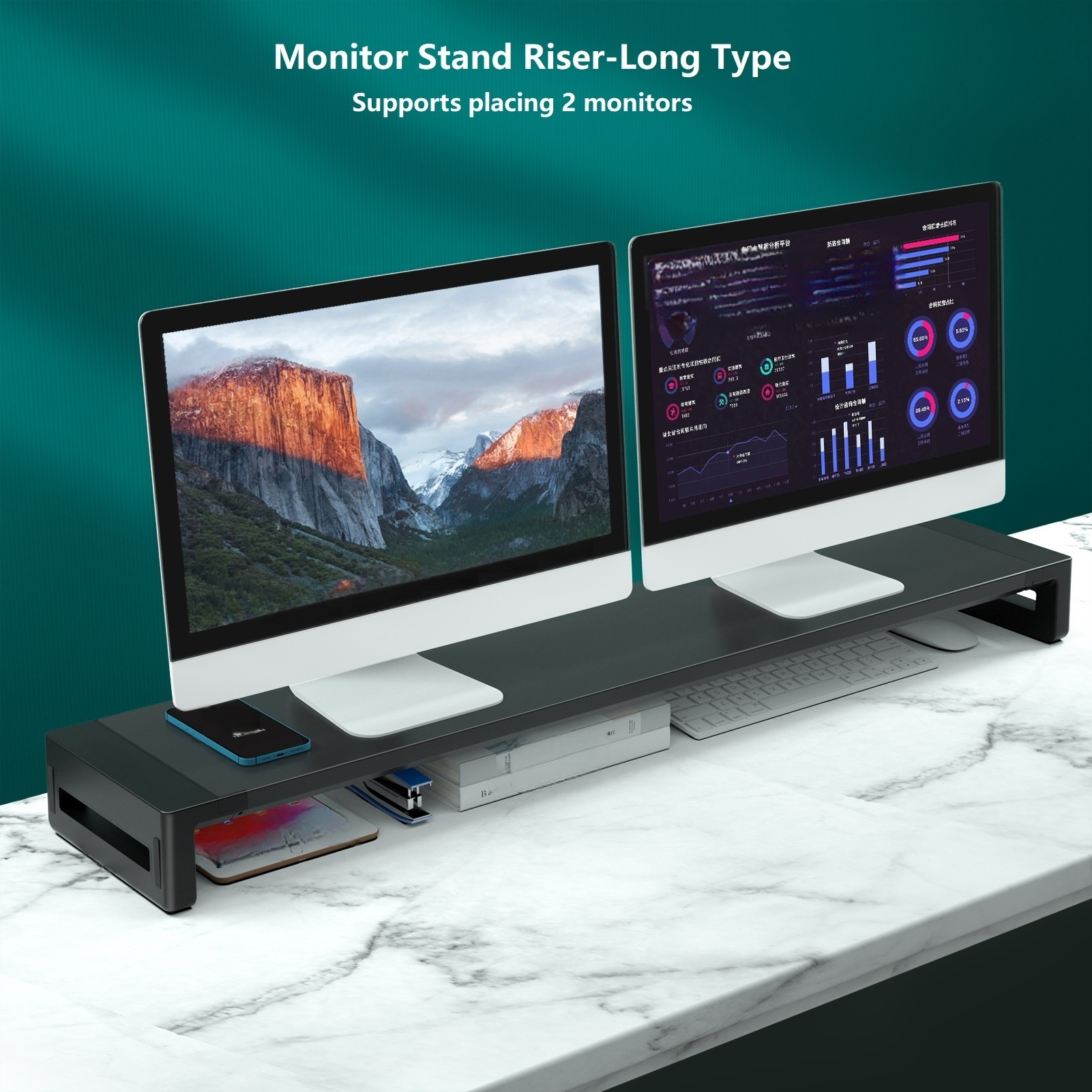Dual Monitor Stand Riser, Exte - Dual Monitor Desk Setup avis et prix