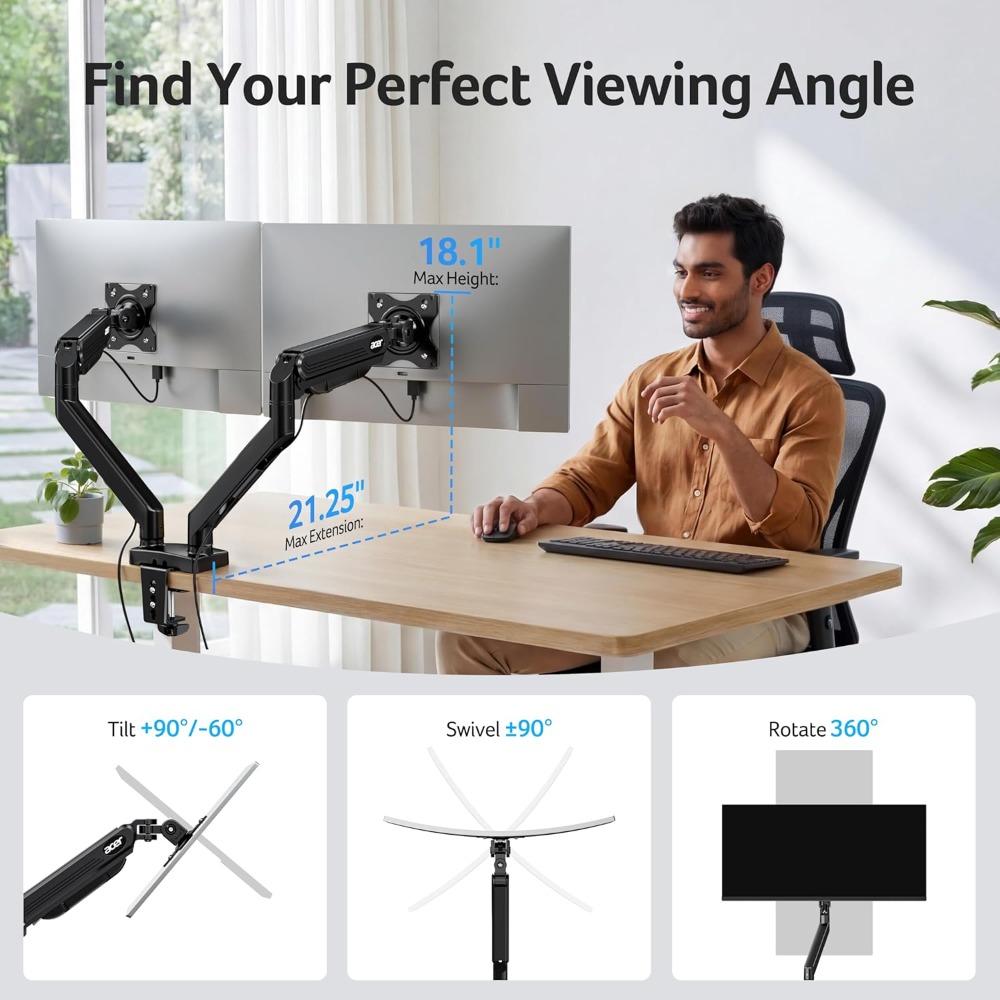 Dual Monitor Arm, Gas Spring M - Monitor Arm Clamp avis et prix
