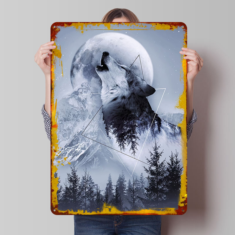 Howl With the Wolf Tin Poster  - Desk Setup Poster avis et prix