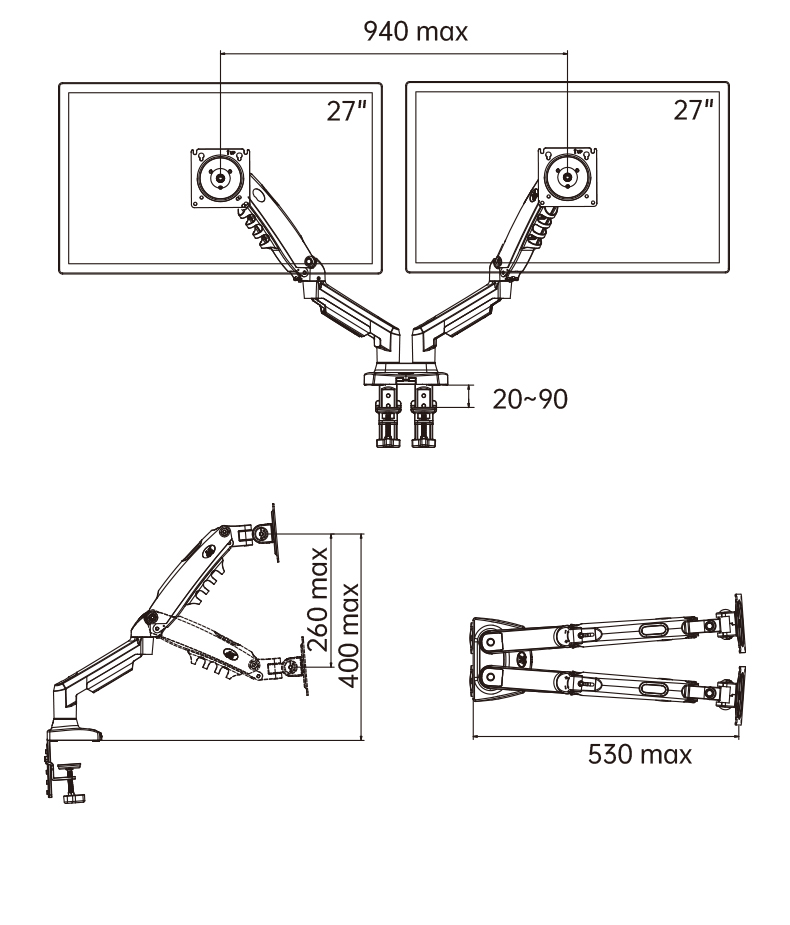 NB NEW A5C F160 Gas Spring 10' - Dual Monitor Desk Setup avis et prix