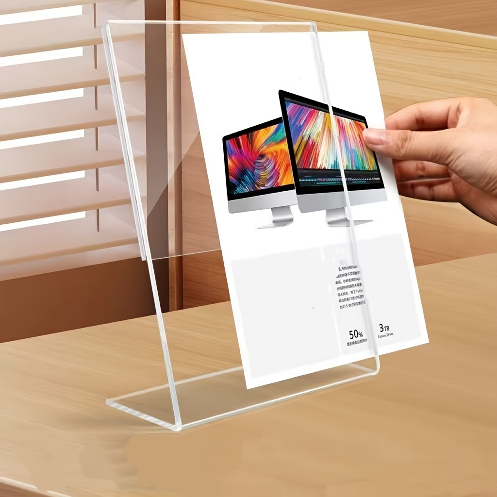 4-Pack Acrylic Sign Holder | T - Desk Setup Poster avis et prix