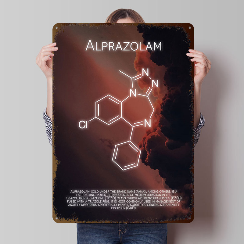 Alprazolam Molecule Tinplate P - Desk Setup Poster avis et prix