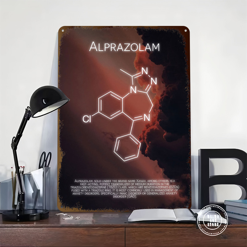 Alprazolam Molecule Tinplate P - Desk Setup Poster avis et prix