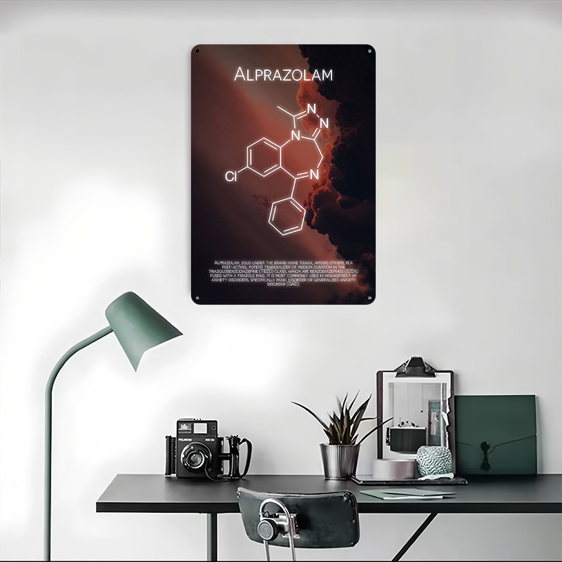 Alprazolam Molecule Tinplate P - Desk Setup Poster avis et prix