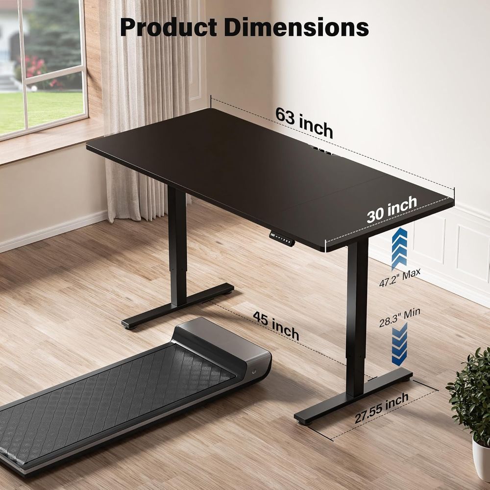 Large 63x30 Electric Adjustabl - Dual Monitor Desk Setup avis et prix