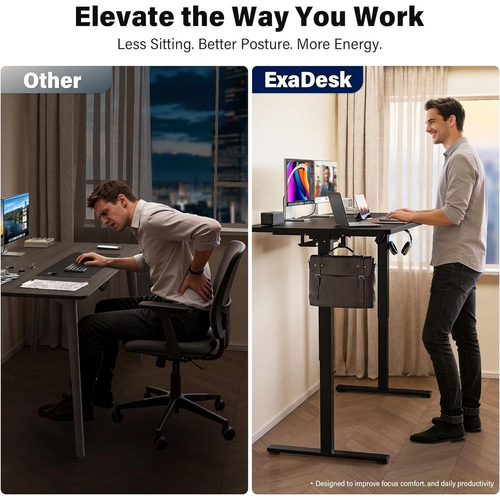 Large 63x30 Electric Adjustabl - Dual Monitor Desk Setup avis et prix
