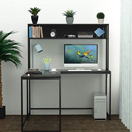 55 Inch Black L-Shape Corner W - Dual Monitor Desk Setup avis et prix