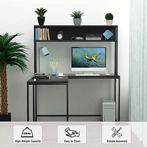 55 Inch Black L-Shape Corner W - Dual Monitor Desk Setup avis et prix