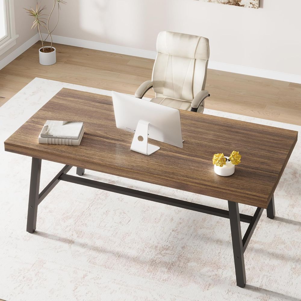 Extra Long Industrial-Style Ru - Dual Monitor Desk Setup avis et prix